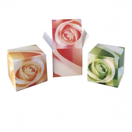 Geschenkschachtel Würfel Rose, 8 Stück