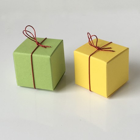 Geschenkschachtel Würfel 35 x 35 mm, 100 Stück, gelb, grün