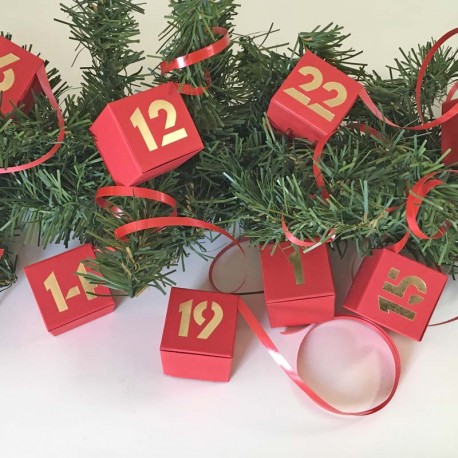 Adventskalender rot-24 Schachteln- zum Befüllen