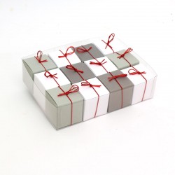 Geschenkschachteln-12 Stück-Würfel 4x4cm, weiß, grau