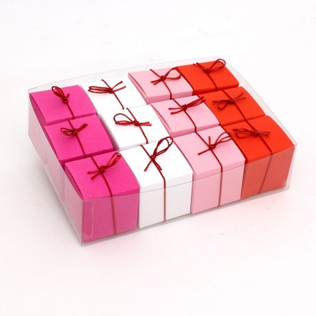 Geschenkschachteln-12 Stück-Würfel 4x4cm, pink, weiß, rosa, rot