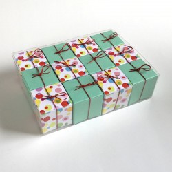 Geschenkschachteln-12 Stück-Würfel 4x4cm, bubbles und mint