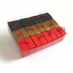 Geschenkschachteln-12 Stück-Würfel 4x4cm, schwarz, rot, gold