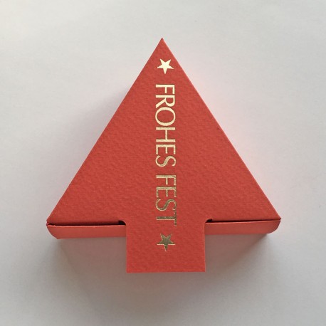 Geschenkschachtel  Dreieck Frohes Fest, rot