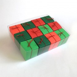Geschenkschachteln-12 Stück-Würfel 4x4cm, rot-grün