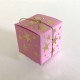 Geschenkschachtel Würfel 4x4 cm-Goldsterne rosa