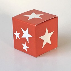 Geschenkschachtel Würfel 4x4, white stars